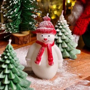 Snowman candle Hand painted 5-6hrs burn